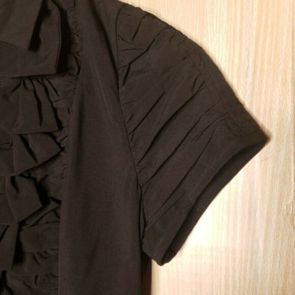 Aryn K Womens Black Short Sleeve Button Down Shirt Dress Large - Picture 4 of 9